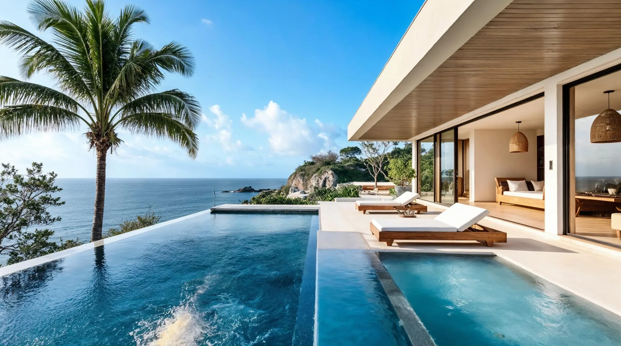 Modern seaside swimming pool